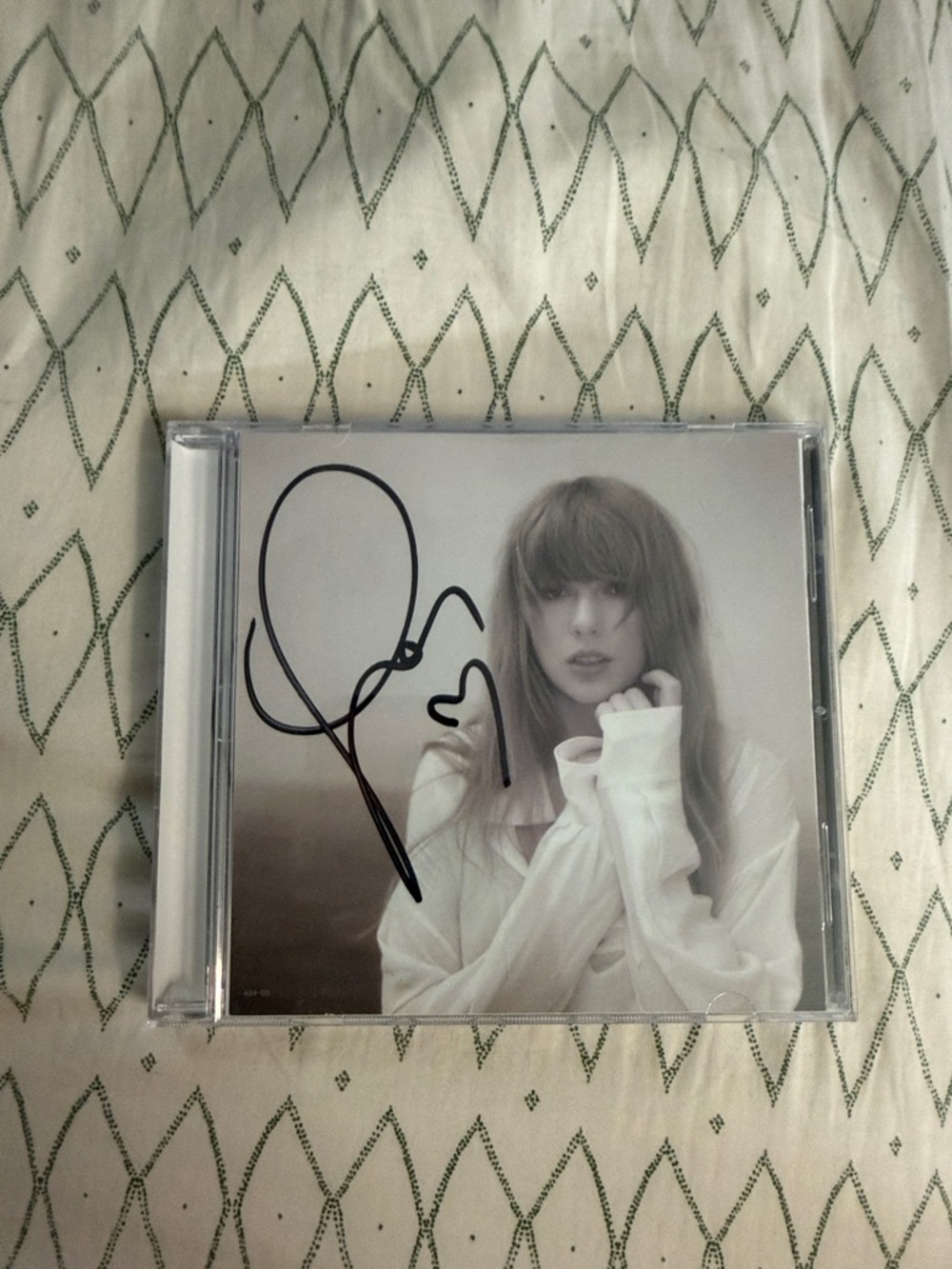 Taylor Swift Autographed TTPD White & Gray Album Art CD WITH HEART